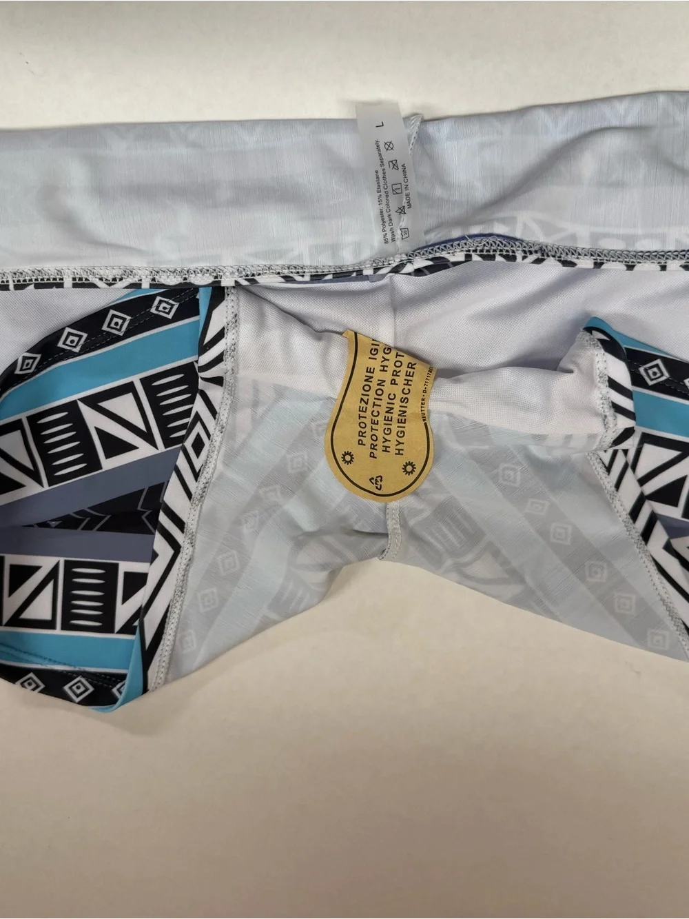 NWT Blue & White Ikat Print Tankini Swimsuit Set w/ Boy Shorts - L